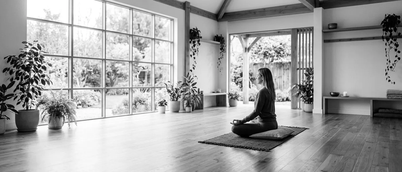 A calm, sunlit studio — the kind of practice creators share on the platform
